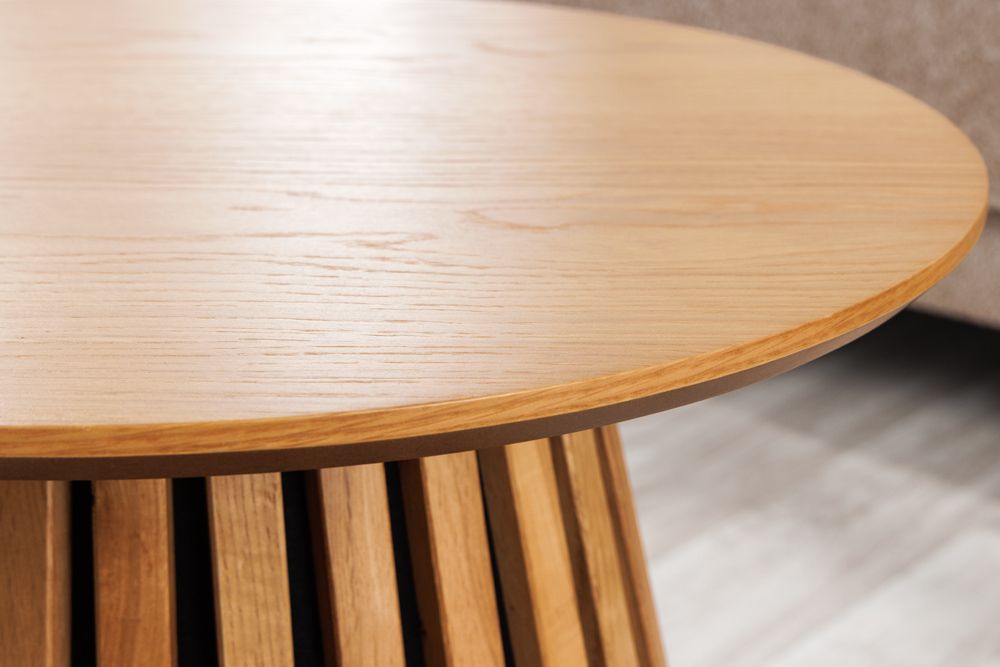Runder Couchtisch VALHALLA WOOD 50cm natur Eichenholz Säulenfuß