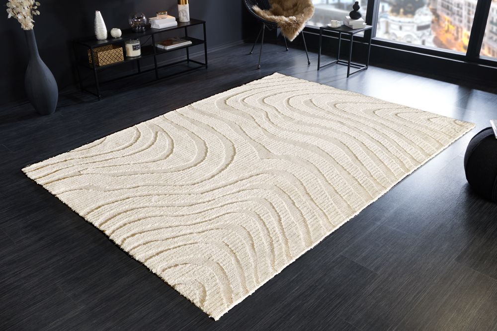 Design Teppich WAVE 240x170cm creme beige 3D-Effekt