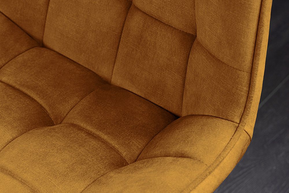 Design Stuhl ROADSTAR senfgelb Samt schwarze Metallbeine