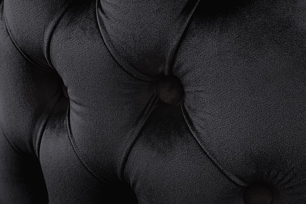 Chesterfield Stuhl CASTLE DELUXE schwarz Samt mit Löwenkopf Nieten