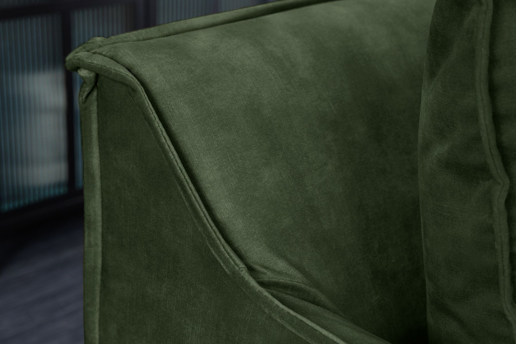 Großes 3-Sitzer Sofa HEAVEN 200cm dunkelgrün Samt Federkern waschbarer Bezug Hussensofa Couch