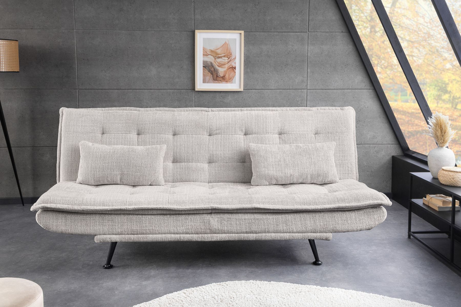 Modernes Schlafsofa JAZZ 190cm champagner beige Chenille 3-Sitzer Couch