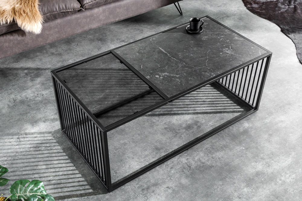 Design Couchtisch ARCHITECTURE 100cm graphit Rauchglas Metall