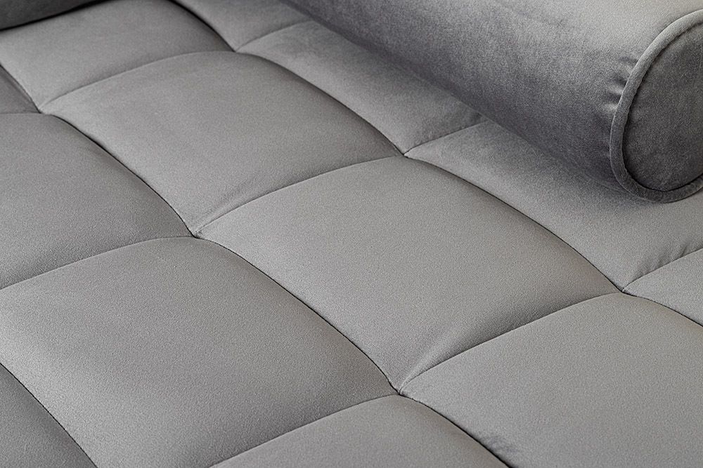 Elegantes Ecksofa COZY VELVET 260cm grau Samt Federkern 3-Sitzer