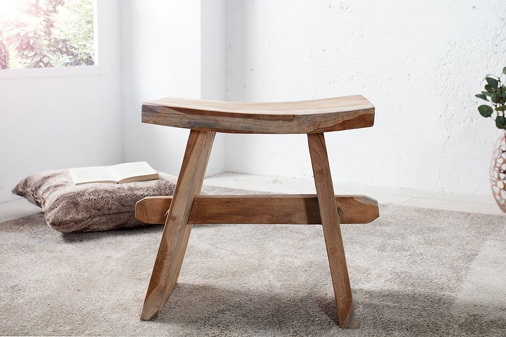 Massiver Hocker ZEN 40cm Teakholz Beistelltisch