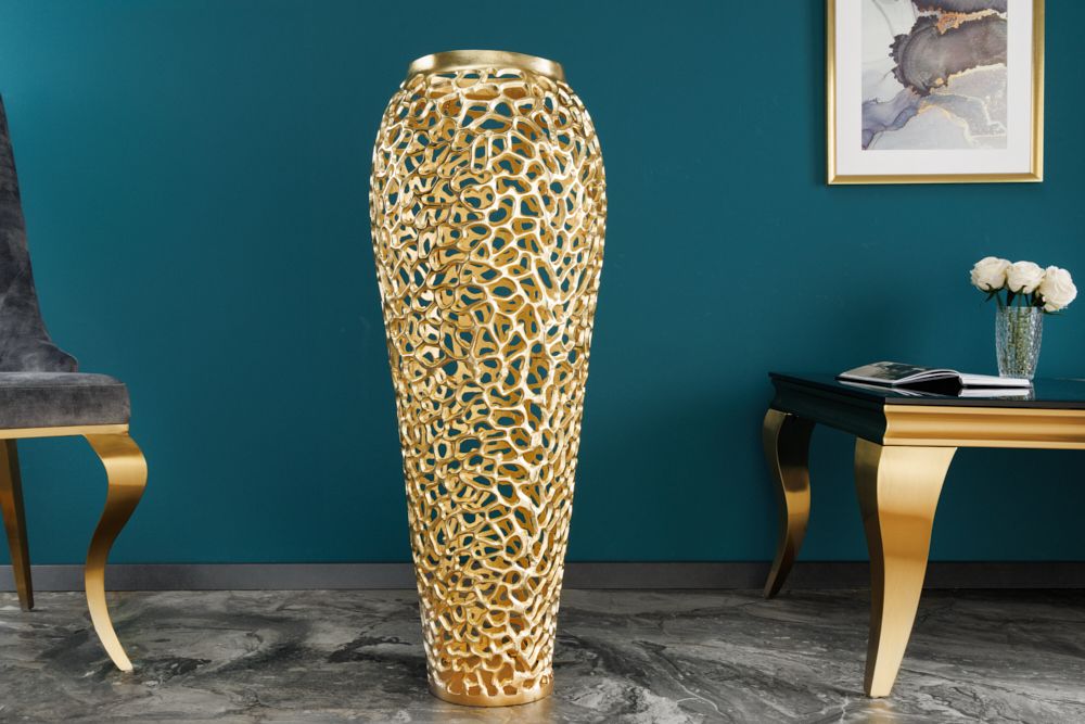 Filigrane Design XXL Vase ABSTRACT LEAF 90cm gold Handarbeit