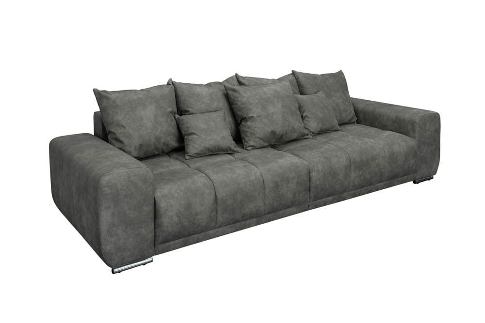 Big Sofa ELEGANCIA 285cm grau Microfaser XXL Couch inkl. Kissen Federkern