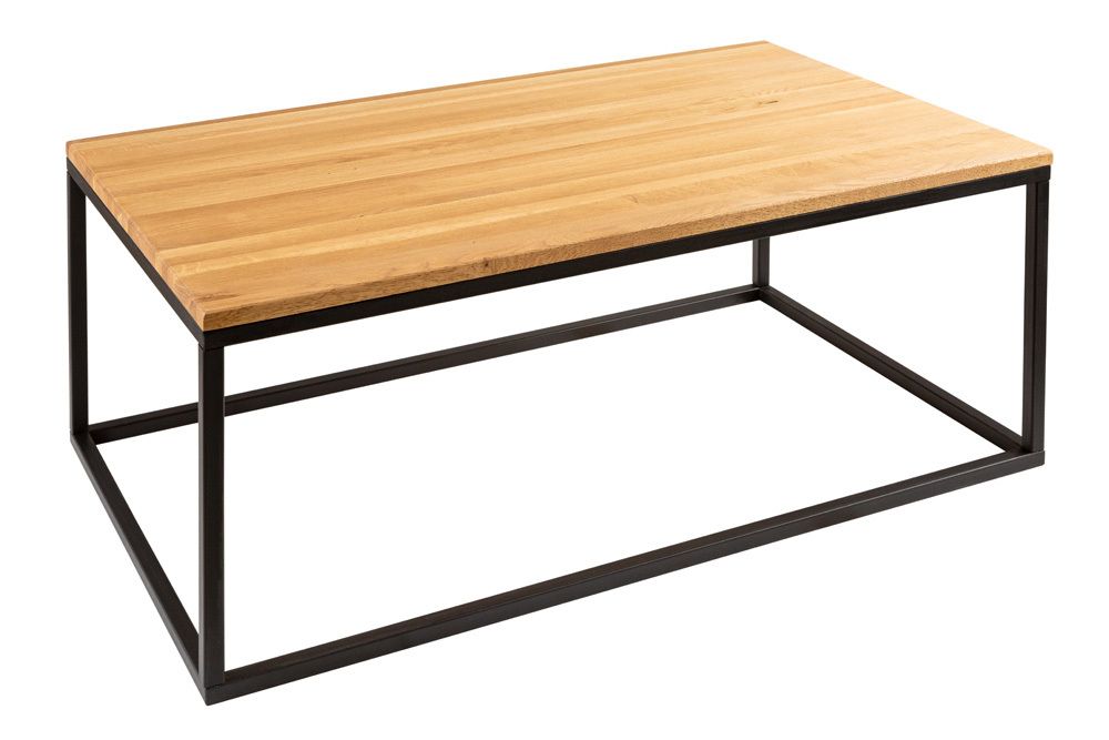 Industrial Couchtisch ARCHITECTURE 100cm Wildeiche geölt schwarzes Metallgestell Massivholz