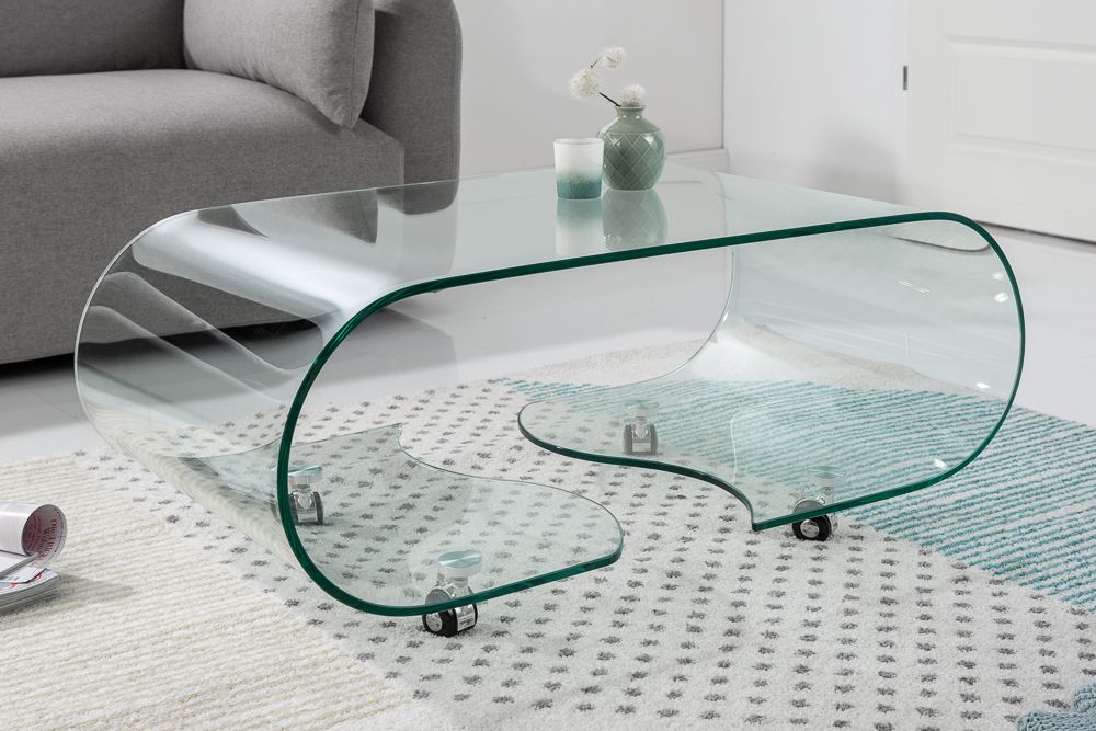 Extravaganter Glas Couchtisch FANTOME 90cm transparent