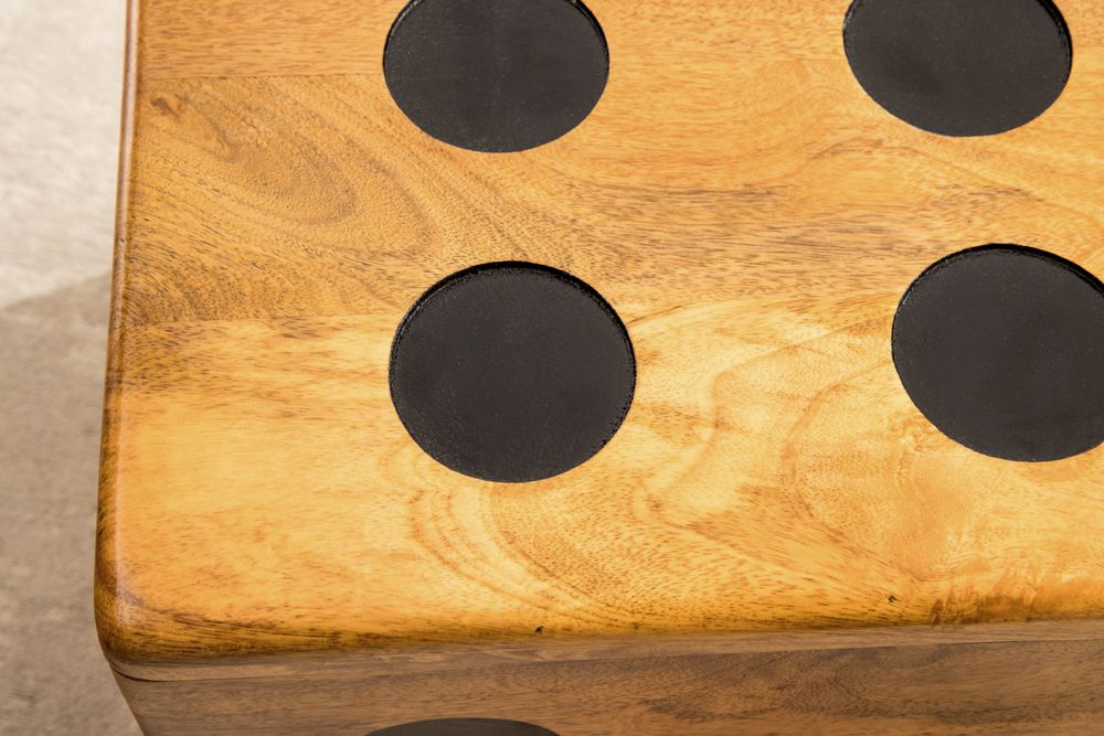 Massiver Würfel-Hocker CUBE 40cm natur Mangoholz Beistelltisch stapelbar mit Fach
