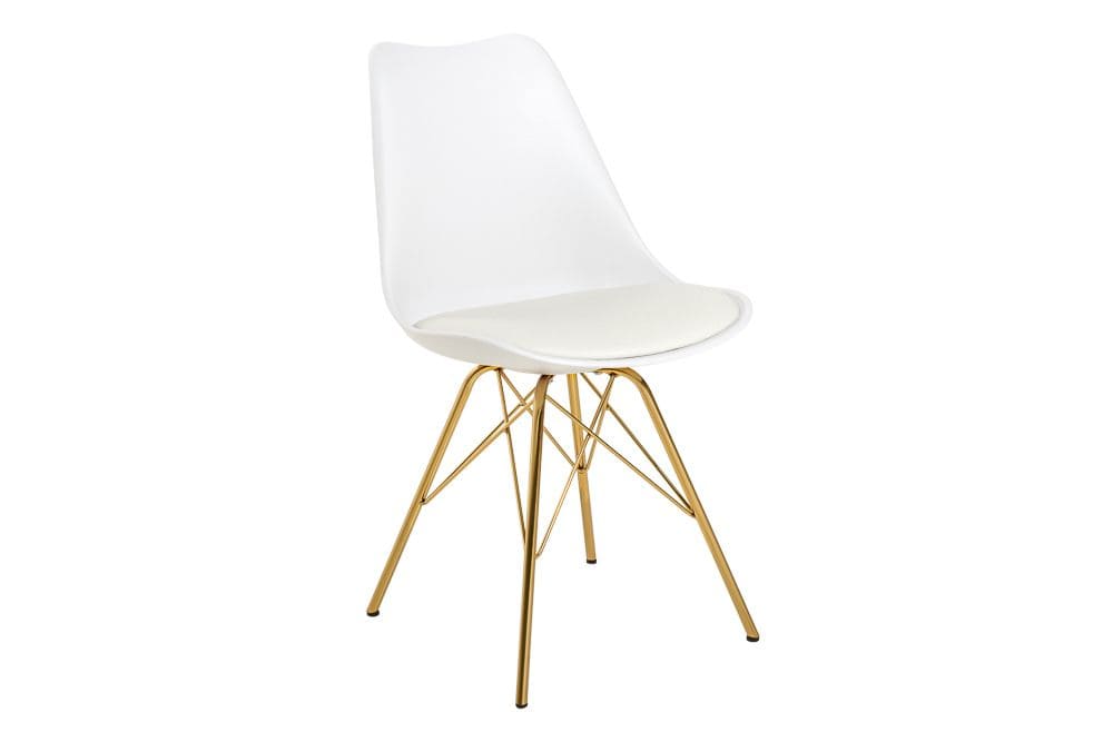 Design Stuhl SCANDINAVIA MEISTERSTÜCK weiß goldene Beine