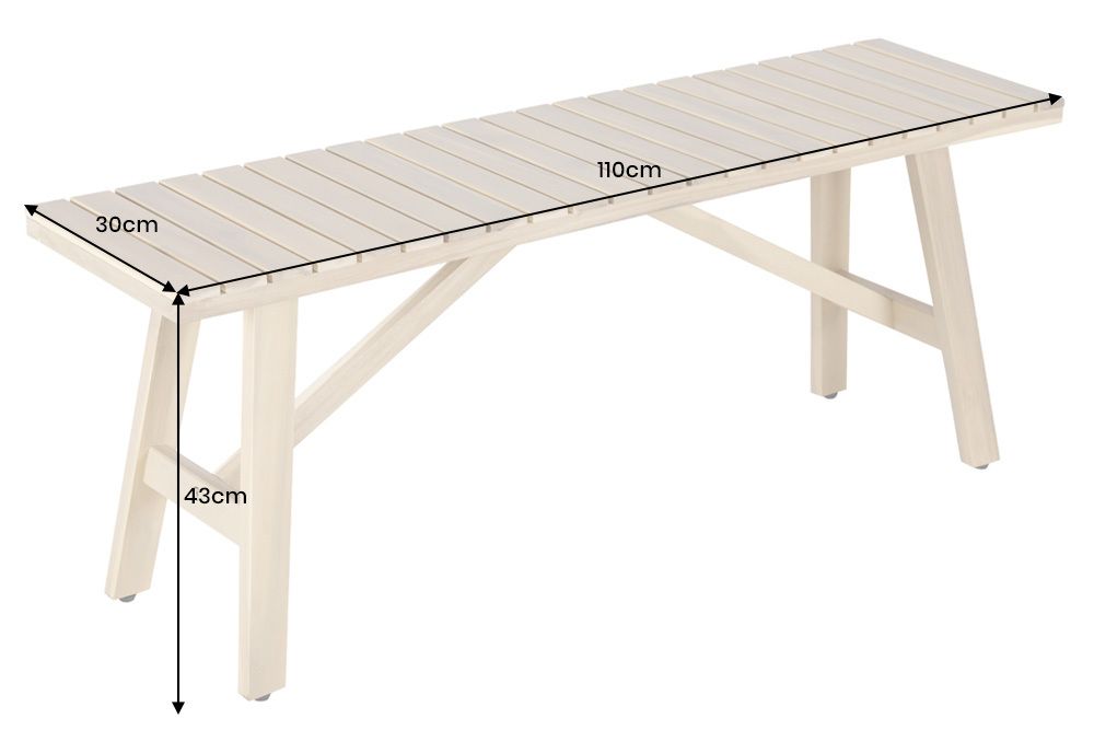 In- und Outdoor Sitzbank BALI 110cm natur hell Akazienholz wetterfest Balkonbank