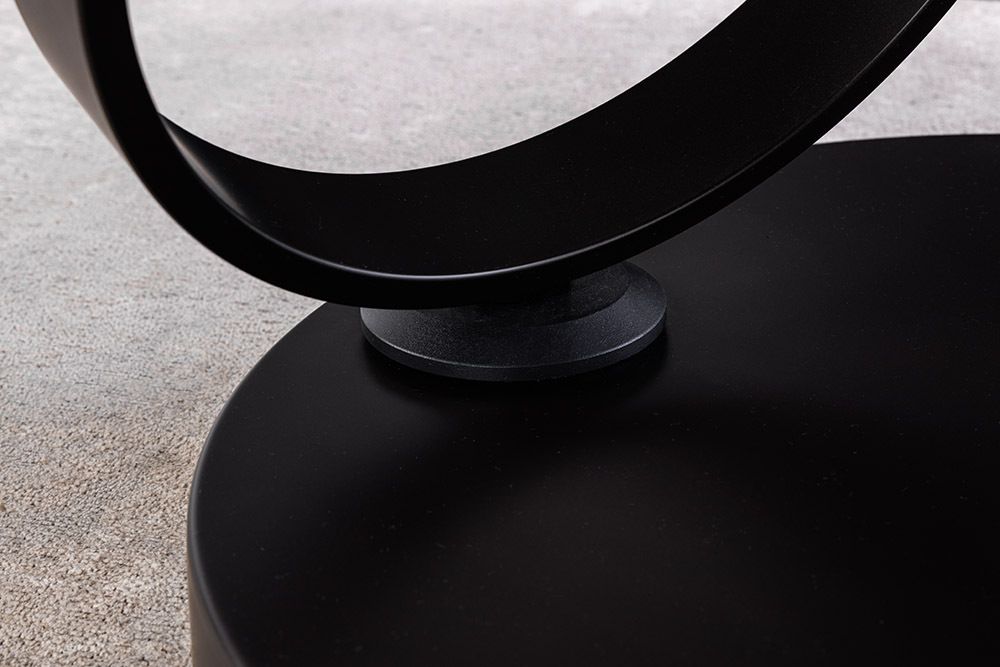 Design Couchtisch DANCING RINGS weiß rund drehbar Marmor Keramik schwarz Metall