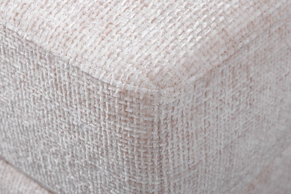 Moderner Hocker LOFT 75cm champagner beige Chenille Nosagfederung Taschenfederkern