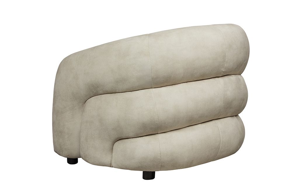Moderner Design Sessel VOGUE 95cm beige Samt mit Armlehnen und Nosagfederung