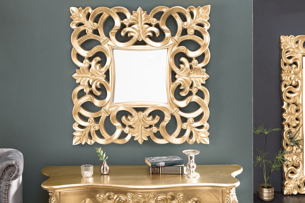 Eleganter Wandspiegel VENICE 75x75cm gold antik Barockstil