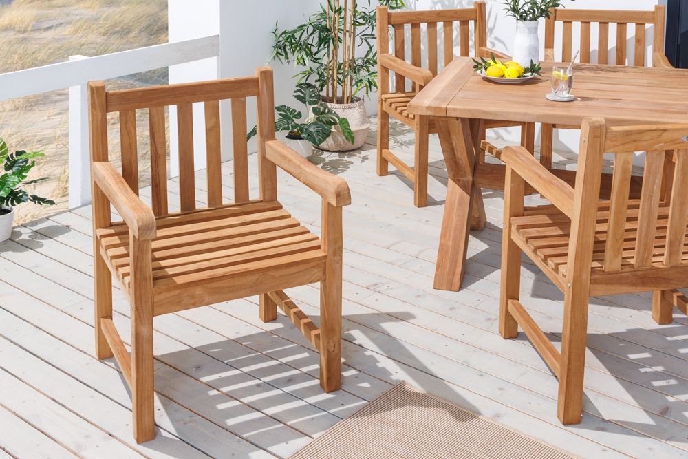 Massiver Gartenstuhl EMPIRE TEAK natur Teakholz Outdoor