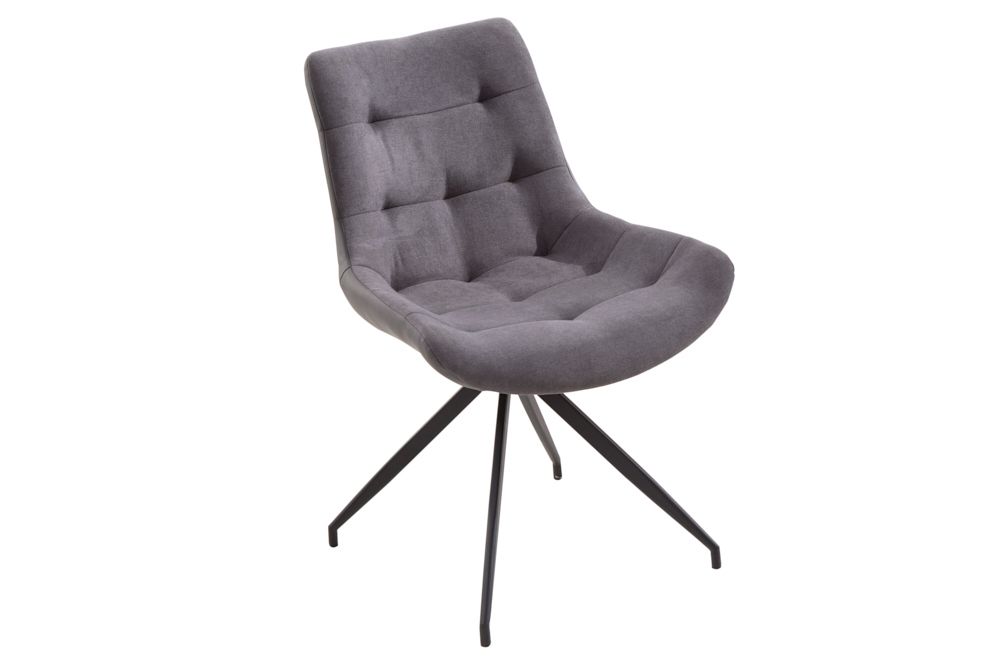 Design Stuhl DIVANI hellgrau Metallgestell schwarz im Retro Stil