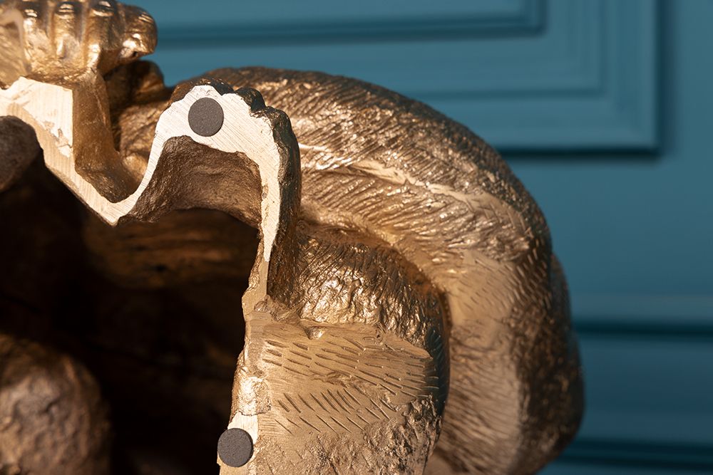 Dekorative Gorillafigur KONG 40cm gold handmade Metall Skulptur