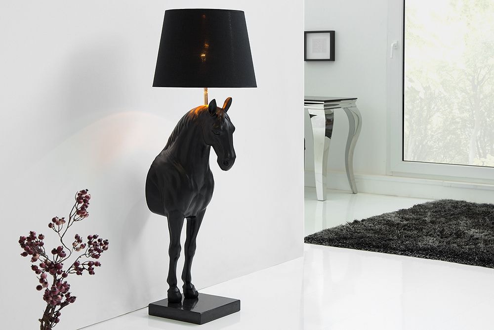 Extravagante Stehlampe BLACK BEAUTY 130cm Pferdefigur schwarz