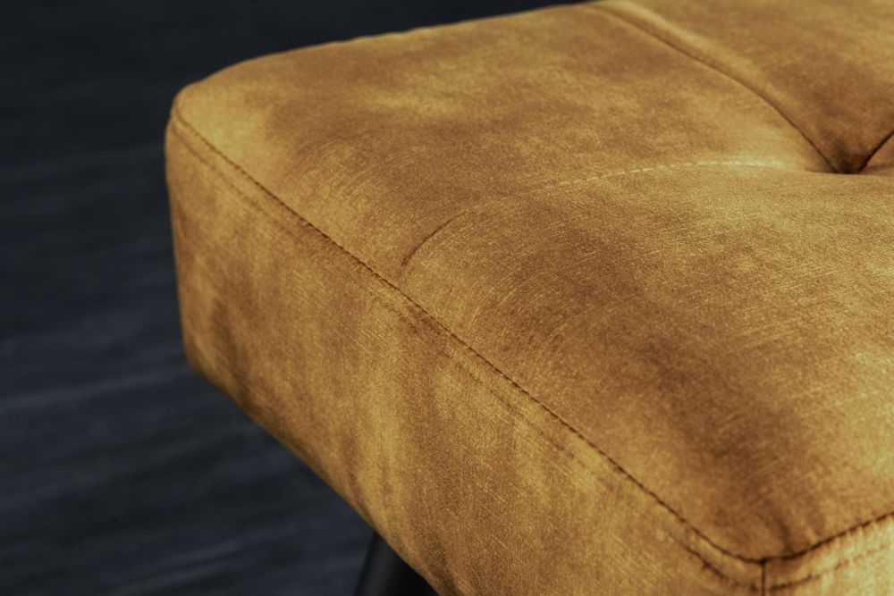 Design Sitzbank BOUTIQUE 100cm senfgelb Samt Metallbeine schwarz