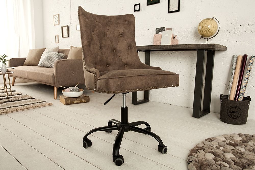 Höhenverstellbarer Bürostuhl VICTORIAN vintage taupe mit Armlehne