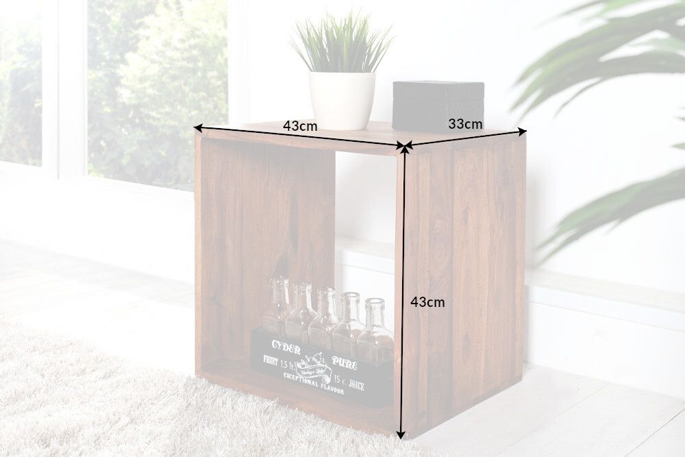 Massivholz Beistelltisch MAKASSAR 45cm braun Sheesham stone finish Regal handmade