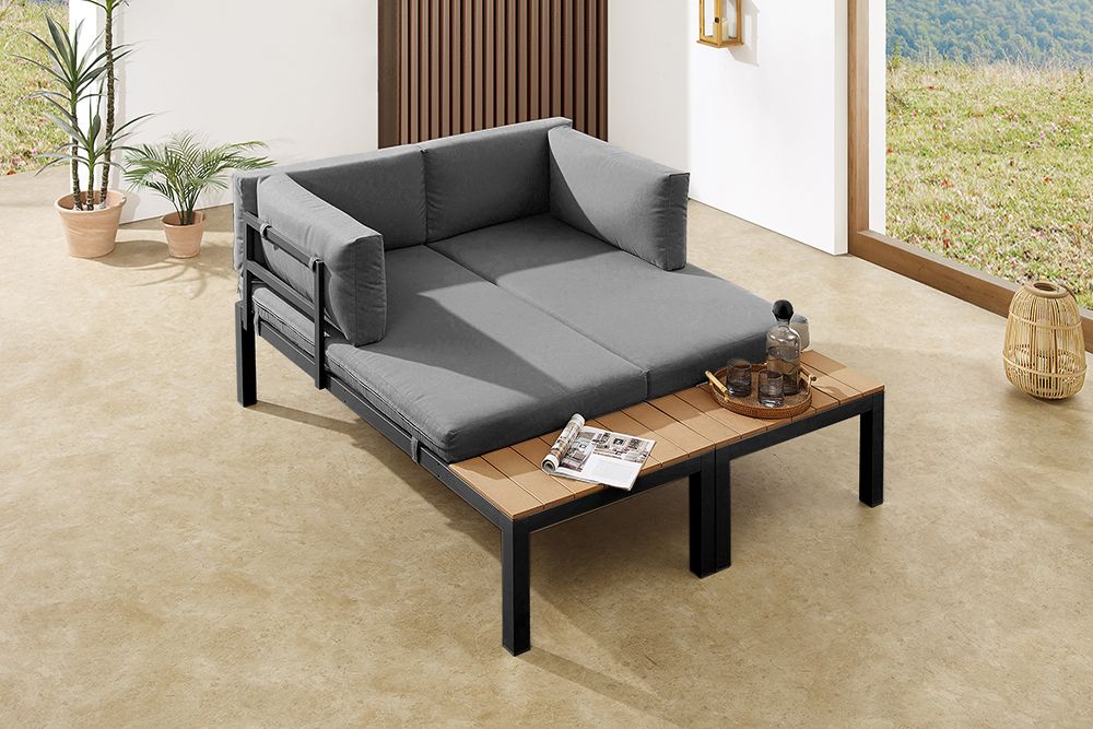 Modulare Garten Sitzgruppe ORLANDO LOUNGE 240cm anthrazit Aluminium wetterfest inkl. Kissen