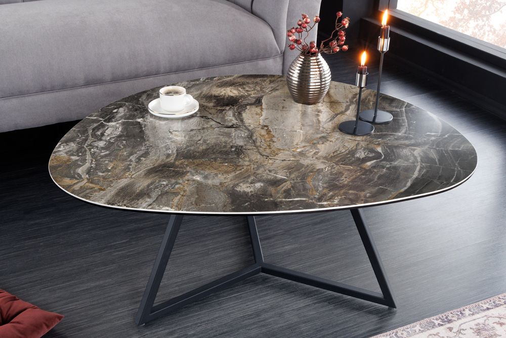 Moderner Couchtisch MARVELOUS 90cm taupe Marmor Keramik made in Italy