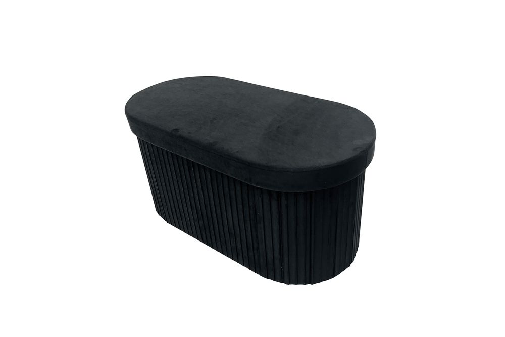 Faltbare Polsterbank ÉLAN 80cm schwarz Samt Sitzbank mit Stauraum