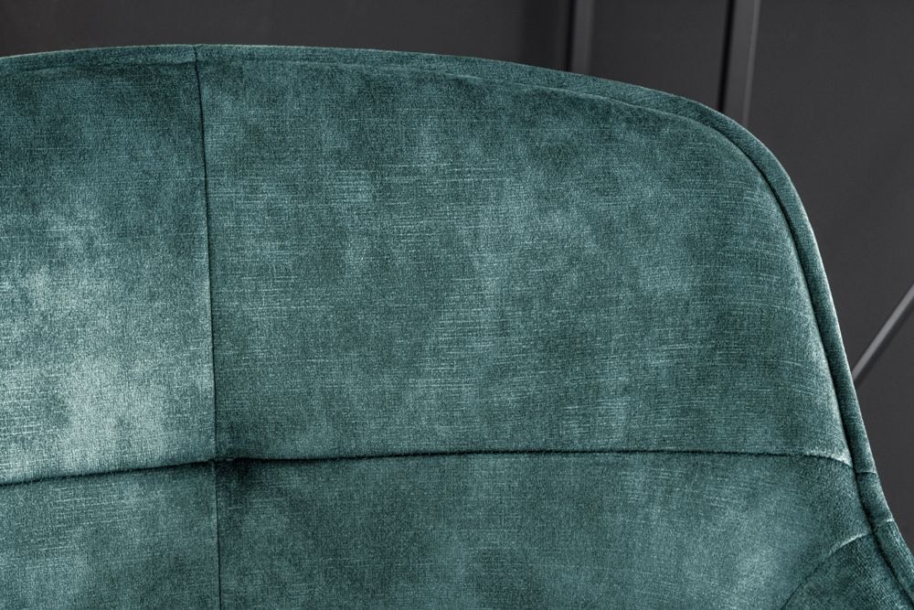Design Barhocker EUPHORIA petrol Samt schwarze Metallbeine Barstuhl mit Lehne