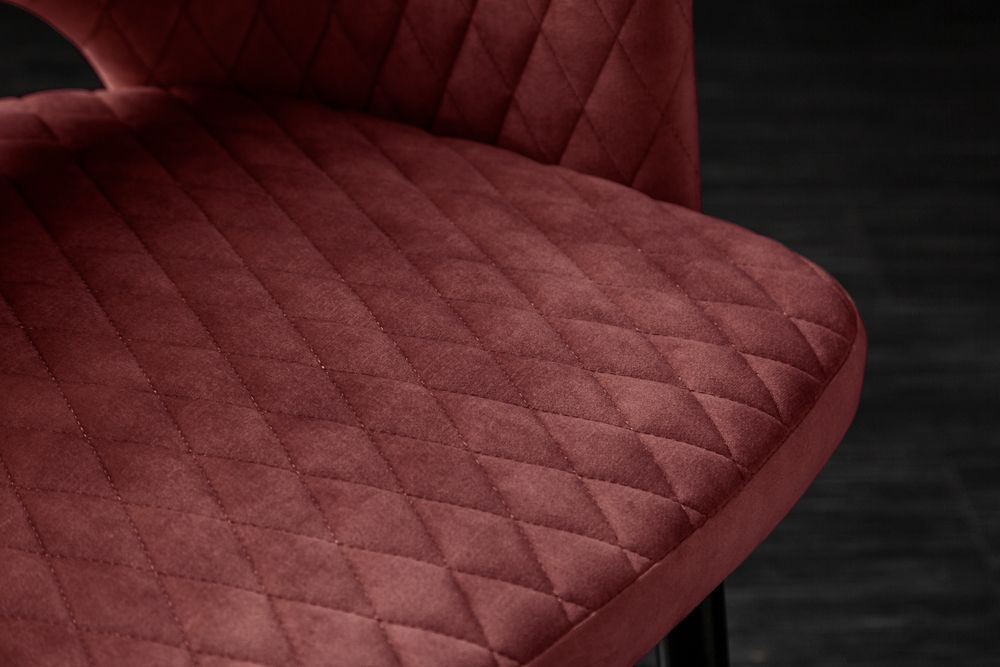 Eleganter Stuhl PARIS bordeaux Vogue Seidenstoff Samt goldene Fußkappen und Armlehnen
