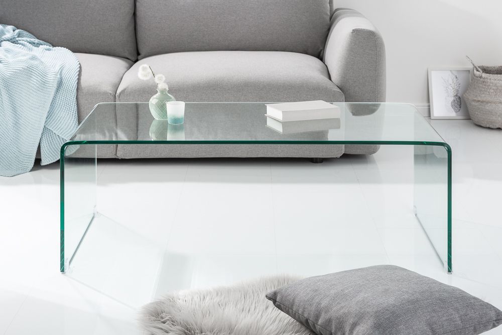 Extravaganter Glas Couchtisch FANTOME 110cm transparent
