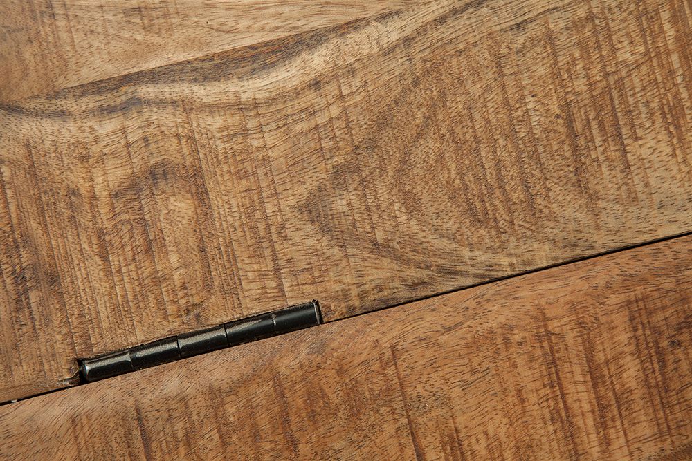 Runder Couchtisch DRUMP STORAGE 70cm natur silber Mangoholz mit Stauraum handmade Industrial