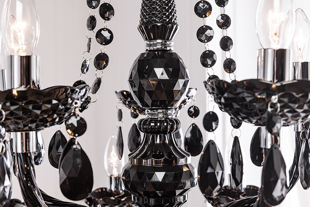 Design Kronleuchter BLACK CRYSTAL XL 80cm schwarz Acryl 15-armig Lüster