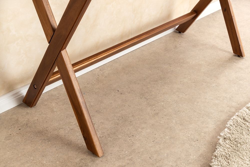 Stilvoller Konsolentisch SECRETARIO 110cm braun Akazie gold mit Schubladen