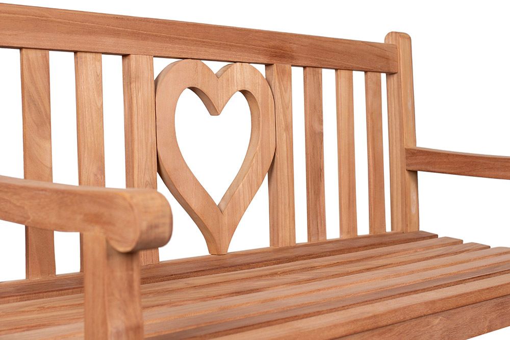 Massive Gartenbank EMPIRE TEAK Herz 120cm natur Teakholz