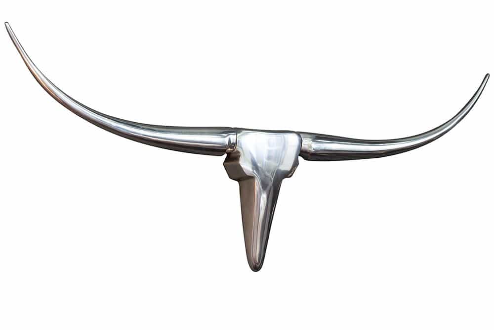 Moderne Design Wanddekoration BULL L 100cm silber Aluminium Stierkopf