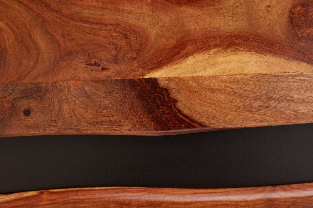 Massives TV-Lowboard AMAZONAS 160cm braun Sheeshamholz mit Baumkante