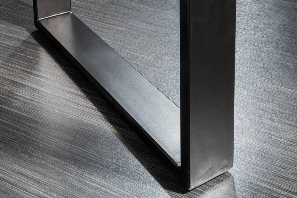 Massiver Esstisch IRON CRAFT 120cm Mangoholz schwarzes Eisengestell Kufe Industrial Design