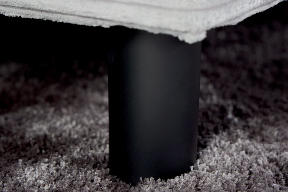 Modernes Ecksofa KENT 220cm hellgrau Cord inkl. Hocker Federkern L-Form Wohnlandschaft
