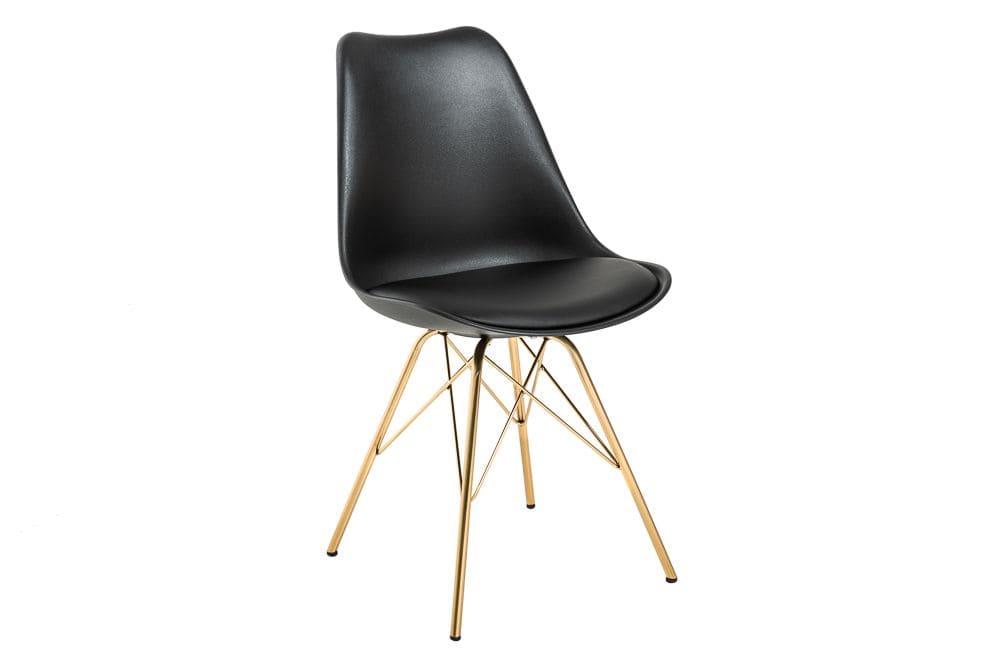 Design Stuhl SCANDINAVIA MEISTERSTÜCK schwarz goldene Beine
