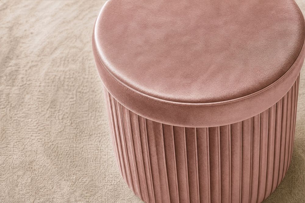 Runder Hocker ÉLAN 40cm rosa Samt faltbar mit Stauraum