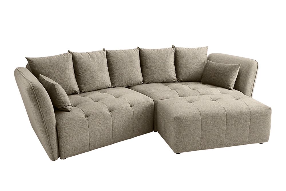 Modernes Big Sofa ROYAL 295cm greige Veloursstoff Federkern XXL-Couch