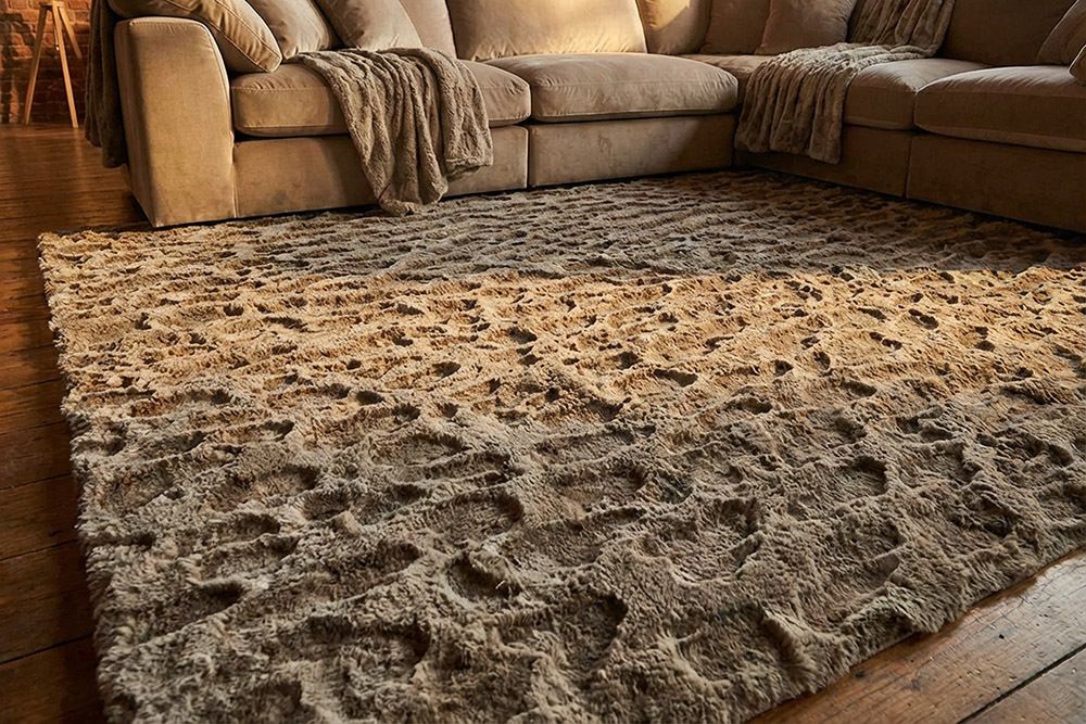 3D Hochflor Teppich DUNE 230x160cm taupe Hoch-Tief-Effekt