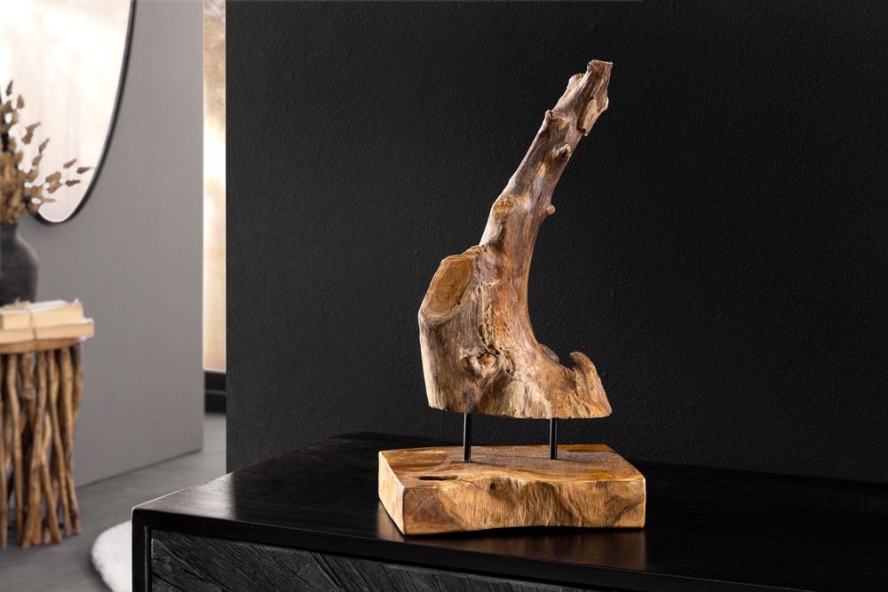 Massives Teakholz Ornament FLAME 30-40cm Treibholz Dekoration
