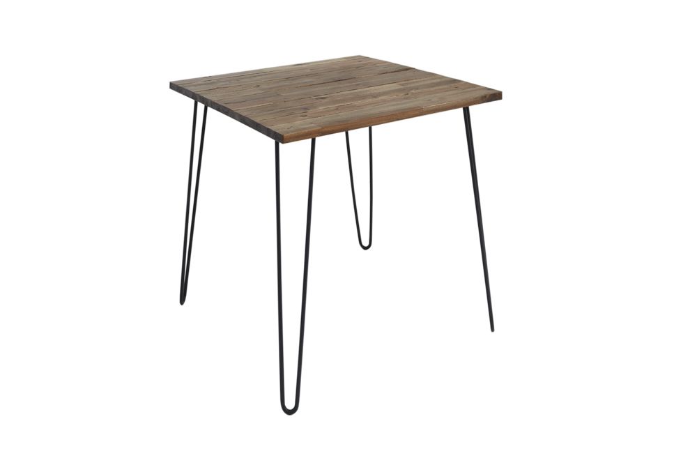 Massivholz Esstisch SCORPION 70cm vintage braun Akazie schwarze Metallbeine Hairpin Legs