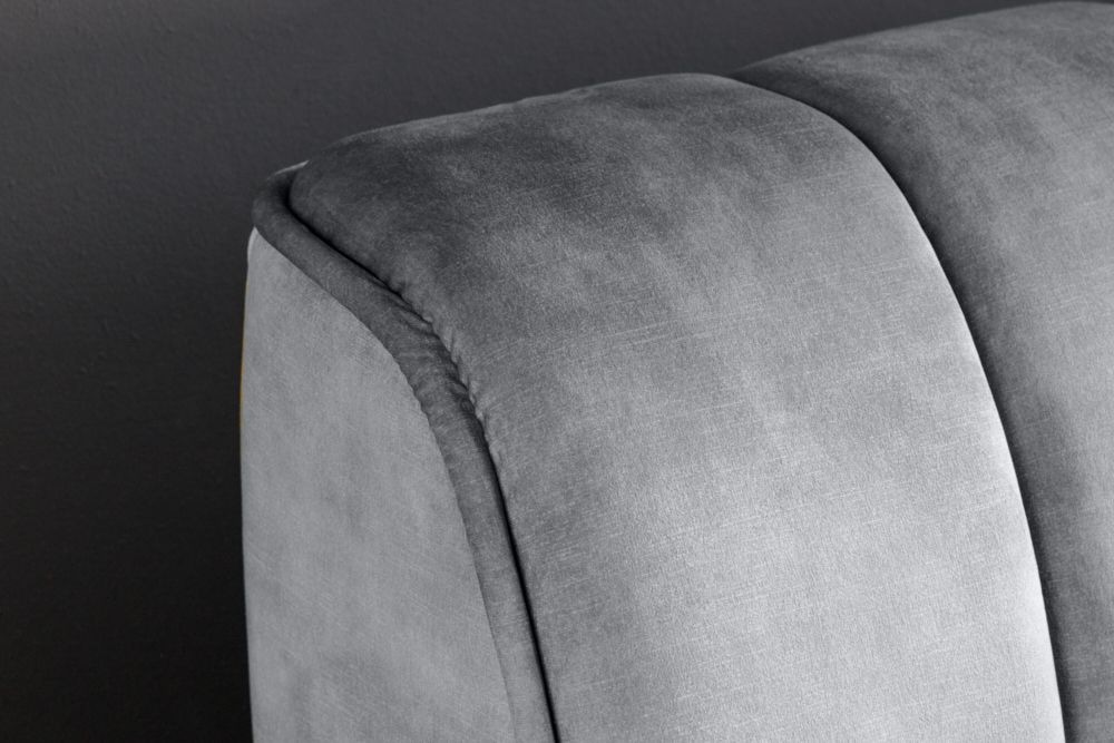 Retro Bett AMSTERDAM 160x200cm grau Samt schwarz Metall Polsterbett