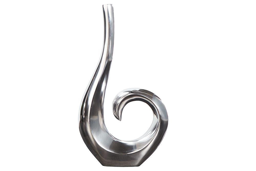 Moderne Vase WAVE 47cm silber Aluminium poliert Dekoration
