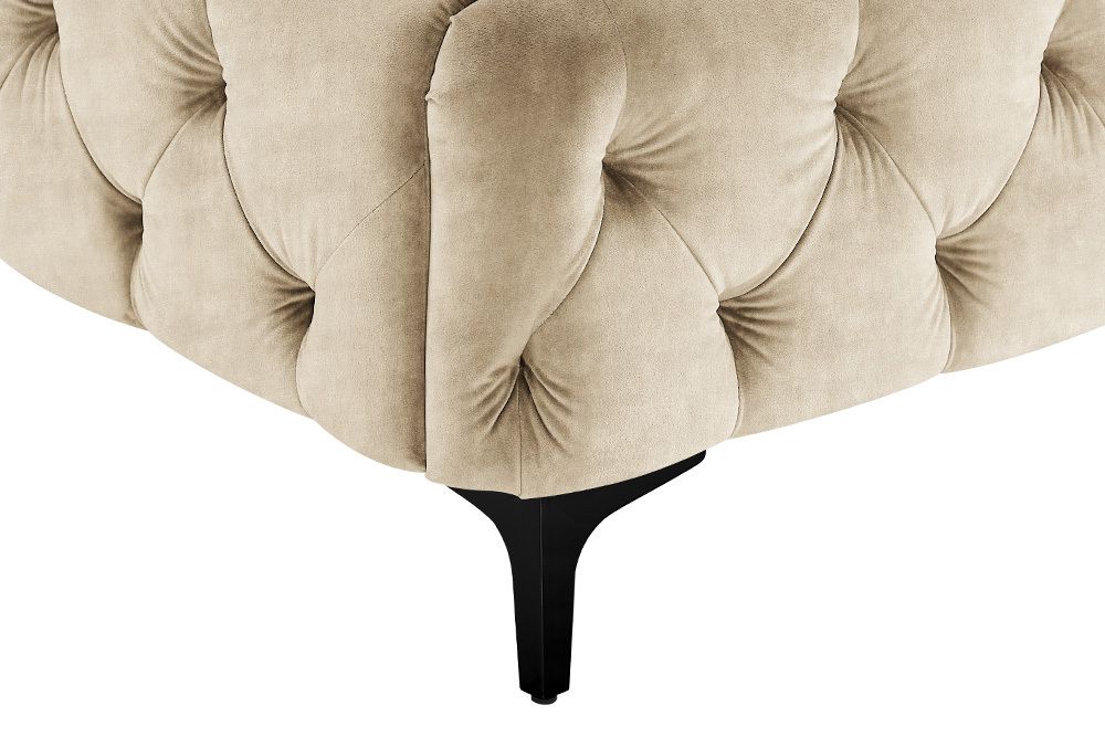 Design Bett MODERN BAROCK 180x200cm champagner Samt Chesterfield Doppelbett